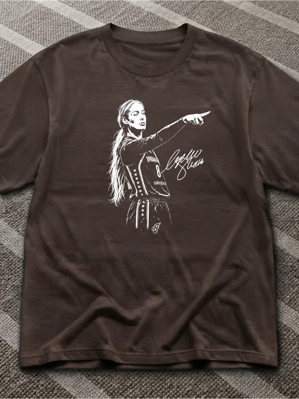 Gildan Graphic Brown T-Shirt with White Athlete Illustration
